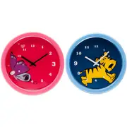 2pc Tik Tok Tiger and Butterfly Kids/Childrens Wall Decor Clock Set 25cm