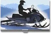 [VFMKT] Slim Metal Business Card Holder Portable Business Card Case Pocket Name Card Holder Snowmobile Wallet for Men Women Office Travel, style, One Size