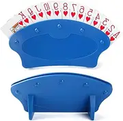 2 Pack Playing Card Holder for Adults Kids, Hands Free Card Holders for Playing Cards, Cards Organizer for Card Game Nights, Canasta, Poker Parties (Blue)
