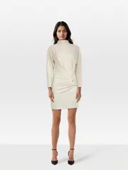White Sheath Gathered Dress