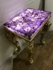 Amethyst Agate Coffee Console Table Slab, Agate Quartz End Table Cyber Monday