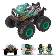 RC Car Toy Remote Control Shark Stunt Monster Truck 2.4GHz Offroad Vehicle with Light Sound All Terrain Indoor Outdoor Toys for Kids Color Green