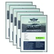 5pc Durable Duraframe Info Static Cling Pocket A4 Office Signage Display Grey