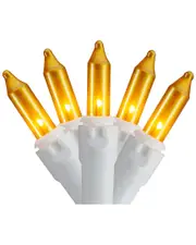 Northlight 50 Count Opaque Gold Mini Christmas Light Set 24.5ft White Wire