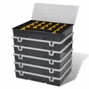 6Pc Stackable Tool Storage Bin Plastic Sort Box Portable Organizer Case Dividers