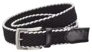 Walter Hagen Men's Basket Weave Stretch Golf Belt, Medium, Black
