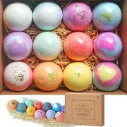 LOVJOYSE Bath Bombs Gift Set, 12pcs Handmade Bath Fizzies with Natural Sea Salt Cocoa & Shea Butter, Perfect for Bubble Bath Spa, Moisturizing Dry Skin, Stress Relief