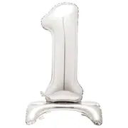 Silver Number 1 Stand Up Air Fill Balloon 76cm