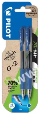 Pilot G207 Retractable Gel Rollerball 0.7 mm - Blue - Pack of 2