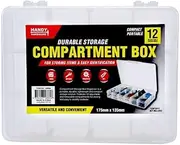Leona Co 17.5cm 12 Grid Clear Organizer Box Adjustable Dividers - Plastic Compartment Storage Container for Tapes, Craft, Beads, Jewelry, Small Parts