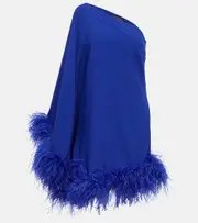 [Taller Marmo] Taller Marmo Piccolo Ubud feather-trimmed minidress AU 6 black