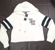 Tommy Hilfiger Marshmallow Varsity Crop Hoodie White Egret Women's Small *NEW