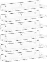 6 Pack Acrylic Wall Shelves, Self-Adhesive 38cm Clear Floating Shelf Wall Mount for Kids Bookshelf, Display Ledge Shelves for Bathroom, Living Room, Bedroom, Kitchen