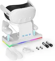 Maëlusa's Next-Generation Charging Station is Compatible with Oculus/Meta Quest 3- Magnetic Base with Dynamic LED Lighting-Advanced Earphone Display Bracket and Controller Bracket