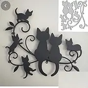 Cats Metal Cutting Die Cuts, Cats on Branches Stencils DIY Crafts Cards Cutting Dies Cuts for DIY Embossing Card Making Photo Decorative Paper Dies Scrapbooking