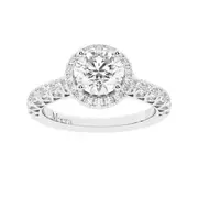Meera Solitaire Halo Ring with 1.50ct of Laboratory Grown Diamonds in 18kt White Gold