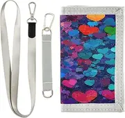 [miaozhen] Colorful Hearts Rainbow trifold money clip for womans pop casual slim wallet for men with lanyard billeteras para hombre, Colorful Hearts Rainbow, 1 size