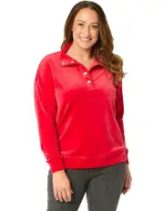 [Fella Hamilton] Wonder Velour Stud Neck Top in Red