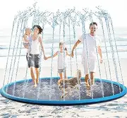 Lewtemi 8 ft Giant Non Slip Splash Pad for Adult and Dog, Thicken Sprinkler Pool Summer Outdoor Toys Fun Backyard Fountain Play Mat for Family Pet Dog (Simple)