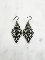 Antique Bronze Vintage Filigree Earrings