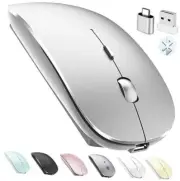 Rechargeable Bluetooth Mouse for Laptop iPad Pro Air MacBook Wireless silver