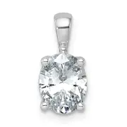 14k White Gold 1 1/2 Ct. Lab Grown Diamond VS/SI+ G+ Oval Four Prong Pendant