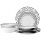 Noritake Dinnerware Set Porcelain With Dishwasher Safe in Platinum(12-Piece)