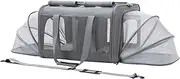 Cat Carrier for 2 Cats, Breathable Double Cat Carrier Expandable 2 Cat and Pet Carrier with Compartments Foldable Dual Car Carrier for Cats Extra Large Carrier for Outdoor Travel Up to 35 lbs (Gray)