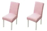 2pcs Stretchable Chair Covers Soft Elastic Grid Solid Color Chair Protective Covers for Home Decor-Pink