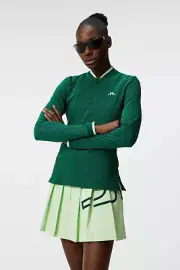J. Lindeberg LEONORA Golf Mid Layer Ladies 1/4 ZIP NWT AWJ807870 RAIN FOREST LG