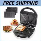 750W Sandwich Maker & Grill with Removable Plates - Perfect for Small Spaces