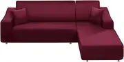 NAISI Couch Cover L Shape 2 Pieces Sofa Cover Soft Stretch Slipcovers with 2pcs Pillowcases Furniture Protector Sectional Couch Covers 3 Seater + 3 Seater(Burgundy)