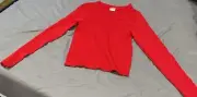 NoBo Junior’s Shirt Size S Brushed Waffle Tee Red Long Sleeve Crew Neck