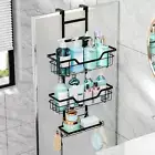 over the Door Shower Caddy, 3 Tier No Drilling Shower Caddy Hanging with Hooks f