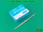 100 Scalpel Blades #15 + Scalpel Handle # 7 Surgical Dental ENT Instruments