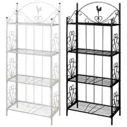 Plant Rack Square Steel Flower Shelf Garden Pot Storage Black/White vidaXL