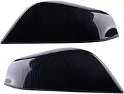 MKVAXR 2Pcs Car ABS Carbon Fiber Style Rearview Side Mirror Cover Trim Housing, for Tesla, Model S 2014 2015 2016 2017 2018 Car Wing Mirror Cover