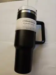 New 40 oz Hydraquench Stainless Steel Tumbler Free Handle Hot or Cold Black