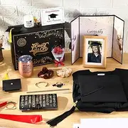 Patelai 16 Pcs 2025 Graduation Gifts Set for Her Graduation Gifts Basket Include Gown Cap Bracelet Tumber Scented Candle Key Chain Notebook Guest Book and Ornaments for Women Girl(Medium)