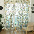Flower Print Sheer Scarf Valances Thin Wave Curtains Tulle for Room Door Window