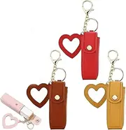 Lip Oil Keychain - Mirror & Oil 2-in-1, Lipstick Holder Keychain with Mirror, Lip Gloss Key Chain Holder, 2-in-1 Pu Leather Chapstick Case, Potable Chapstick Holdered Key Chain Bulk for Travel (C)