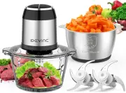 Food Processors Mini Meat Grinder Veggie Chopper with 2 Bowls 8 Cup Electric