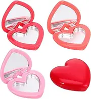 Baluue 4pcs Heart Shaped Lipstick Cases with Mirrors, Empty Eyeshadow Container, Portable Cosmetic Jar for Diy Makeup, Travel Size, Plastic, Ideal for Travel and present