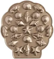 Nordic Ware Seashell Bites Pan, Original Cast Aluminium Bundt Tin, Official Bund