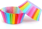 100Pcs Cupcake Liners Paper Cups, Muffins Cake Paper Baking Cups Cupcake Wrappers Rainbow, Colorful Cups for Candies Oven Dinner Wedding Party Birthday Supplies