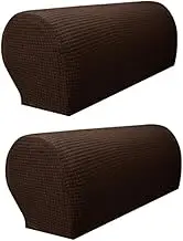 Couch Arm Covers Flannel Furniture Fleece Thickened Non Slip Couch Chair Arm Protector Stretch to Fit(Dark Coffee A,3PCS)