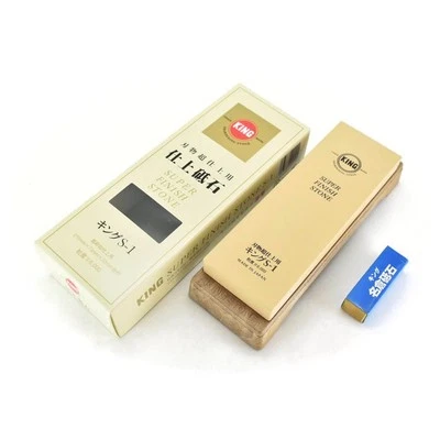 KING Japanese Super Finish Whetstone S-1/#6000, w/Plastic Holder & Nagura Stone