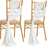 12pcs White Chair Sashes 17X250CM Aisle Decoration Shower Chiffon Chair Decor