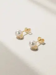 [Mikimoto] Mikimoto - 18-karat Gold, Pearl And Diamond Earrings - White - One size One size White