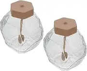 UTHCLO 2pcs Honey Jar Clear Bee Honey Container with Spiral Design for Storage for Home Restaurant and Hotel Use
